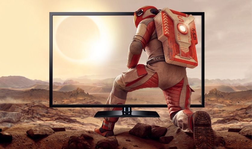 Yamaha/Jupit doppeltes Cashback | 3D-Render von einem Astronauten, der durch einen TV-Bildschirm steigt